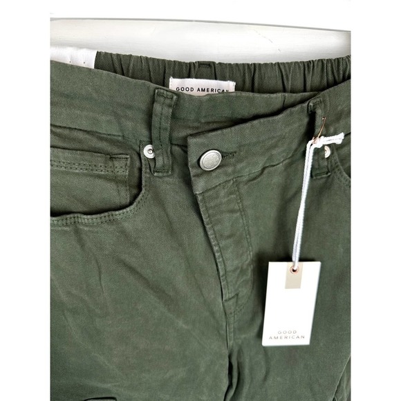NWT Good American Army High Rise Straight Cuffed Jeans Fern - Picture 5 of 9